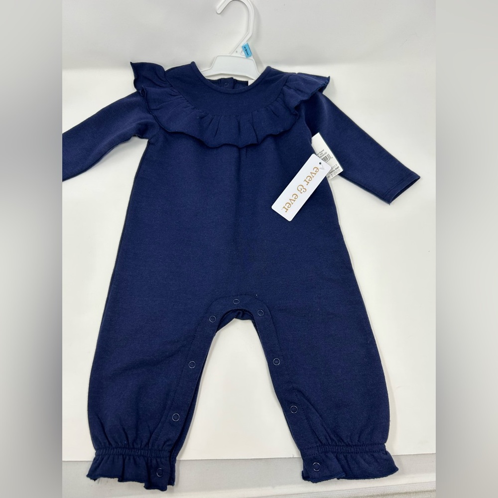 NWT Ever & ever 6M Baby Blue One Piece Long Sleeve Jumpsuit